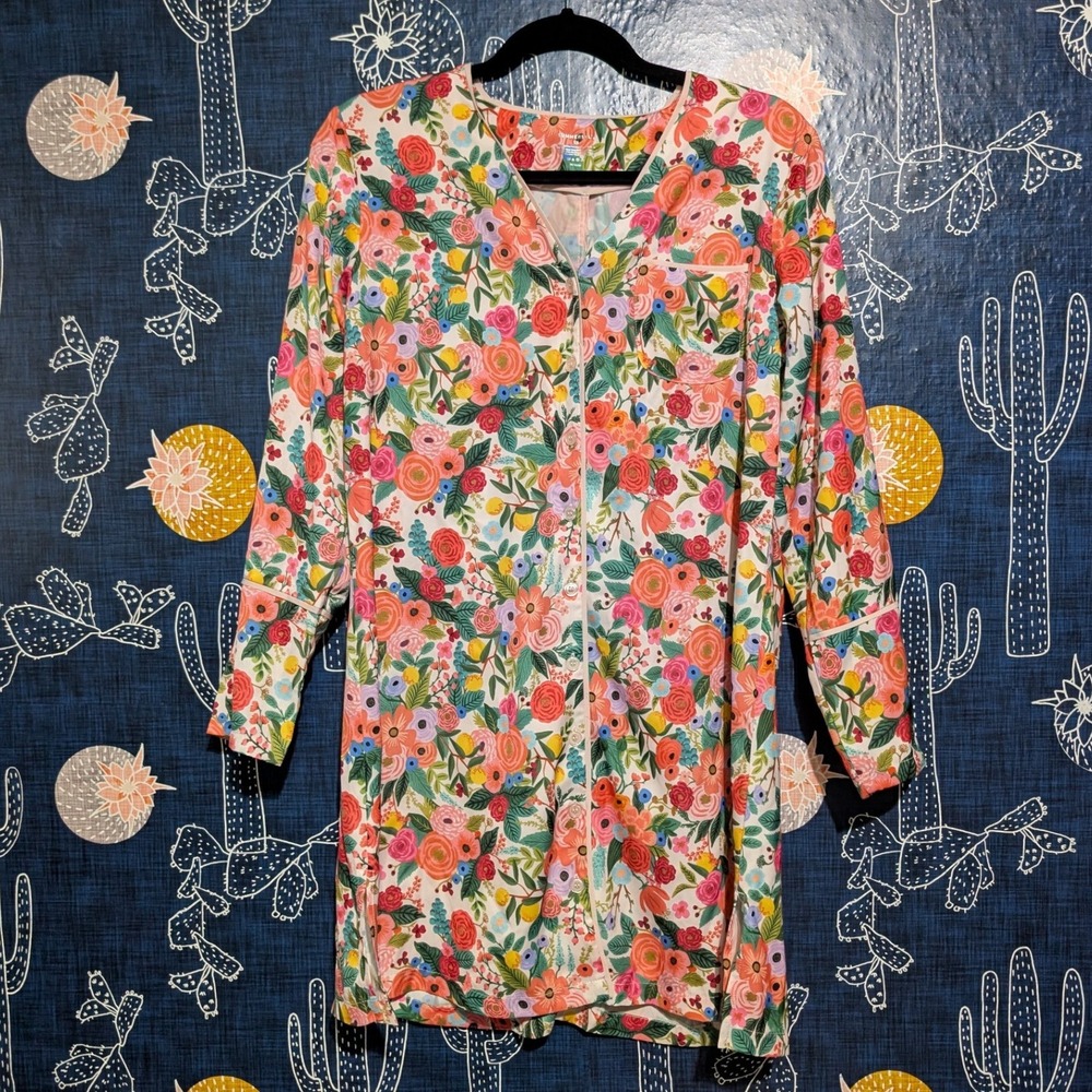Rifle Paper Co. x Summersalt Garden Party Cloud 9 Sleep Shirt Dress Size XS - Picture 3 of 7